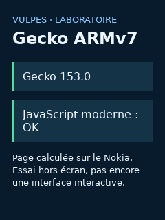 Page calculée sur le Nokia : Gecko 153 et JavaScript moderne OK